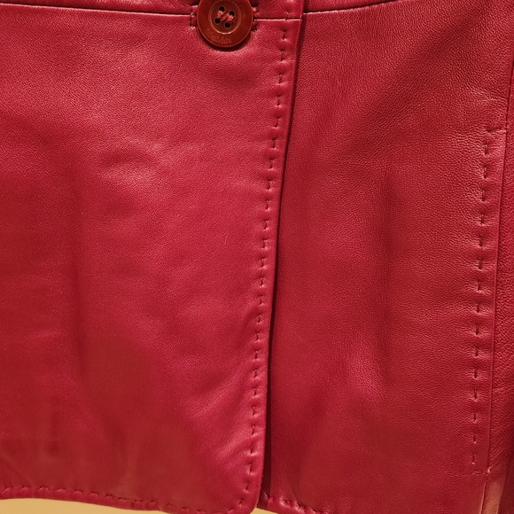 Max Mara Leather Jacket Red, Size 4 - Picture 6 of 12